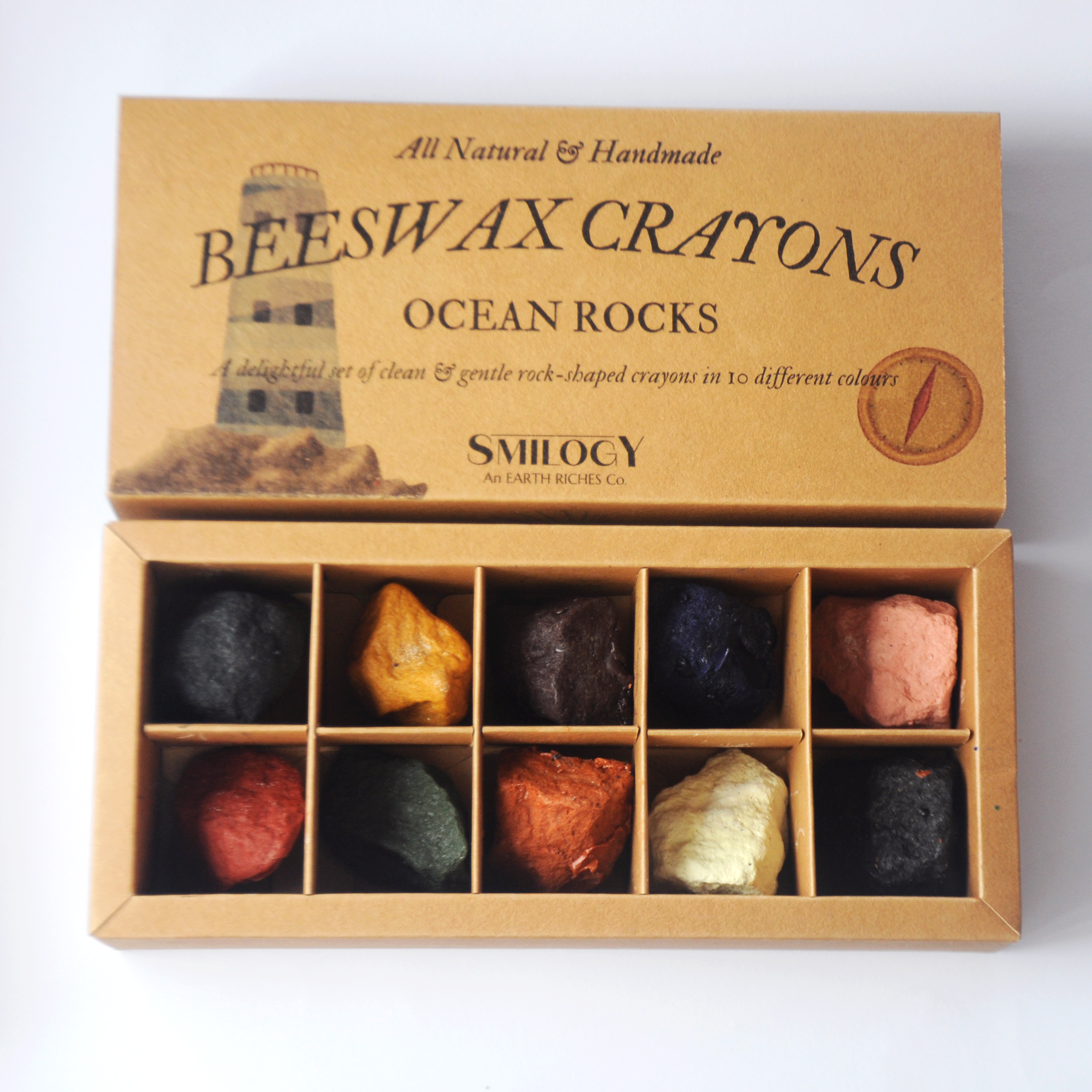 10-Piece Textured Organic Beeswax Ocean Rock Crayons – Smilogy
